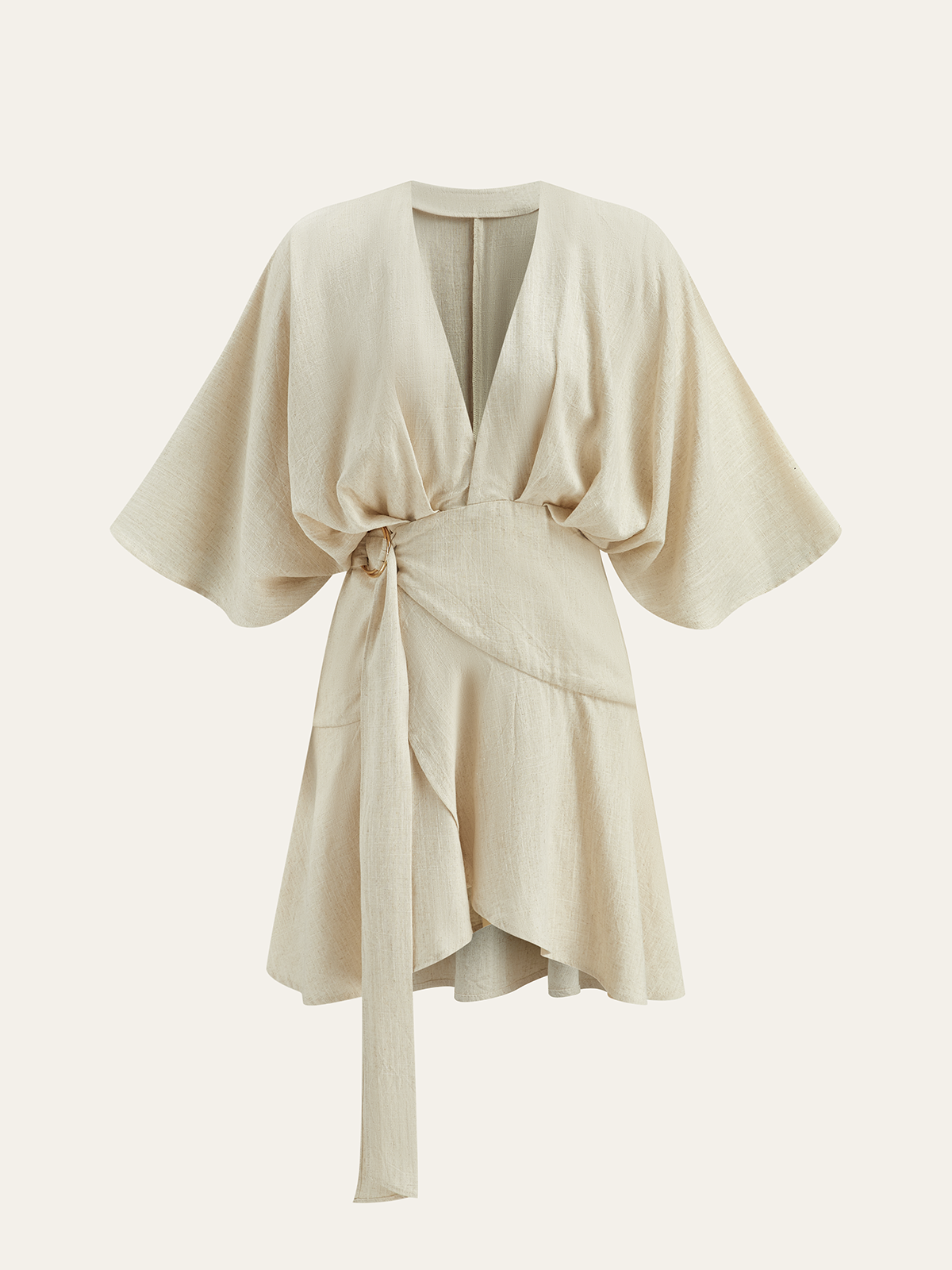 Cotton & Linen Kimono Sleeve Wrap Dress Cotton & Linen Kimono Sleeve Wrap Dress