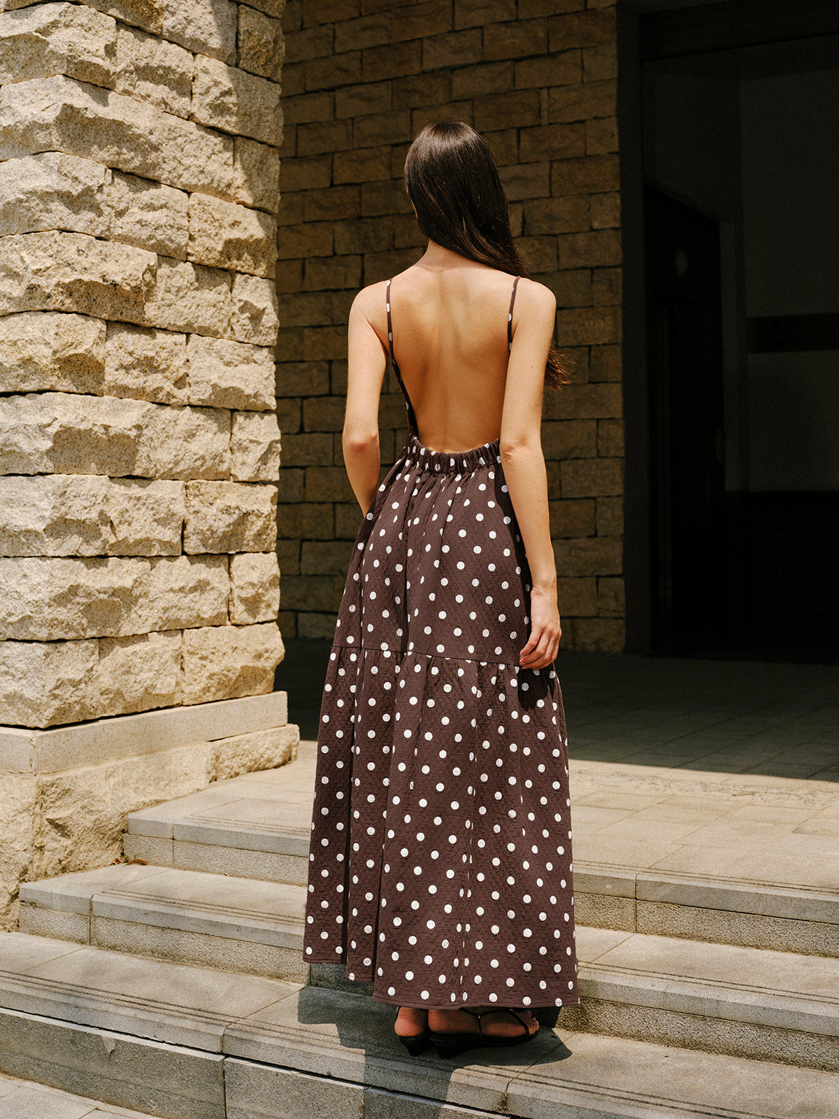 backless cotton dress Polka Dot Color:AS PHOTO(YELLOW WITH TRAIN) If youre unsure linen dress KissProm Mermaid Spaghetti Straps