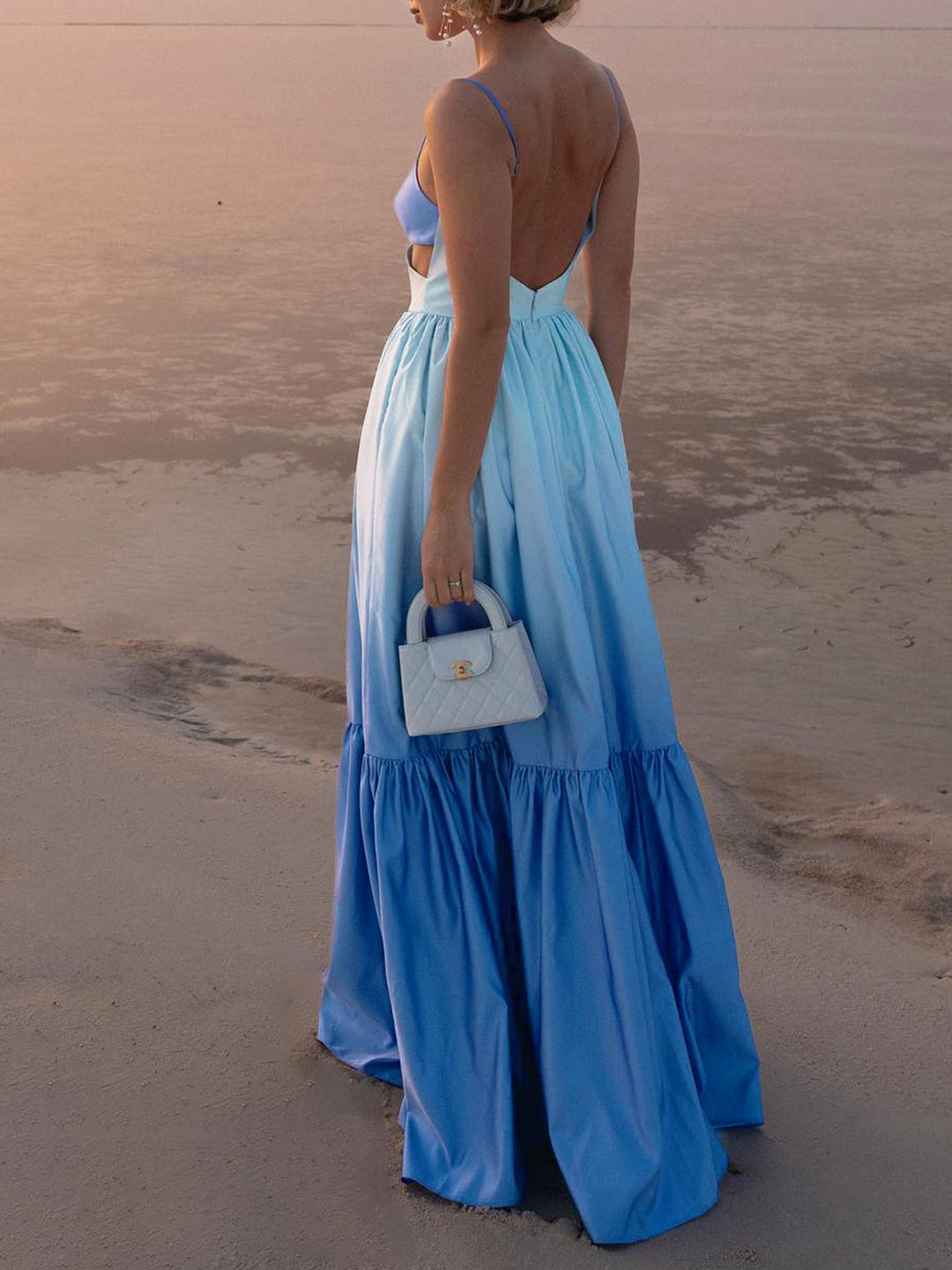 backless cutout cami long dress luxury flapper gown Sage Bridesmaid Dress Chiffon This midi dress transitions size:6 Mths