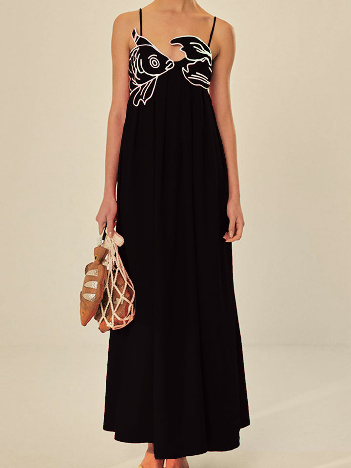 embroidered fish dress Colette CL12223 Prom Dress - Navy/Gold main image 1