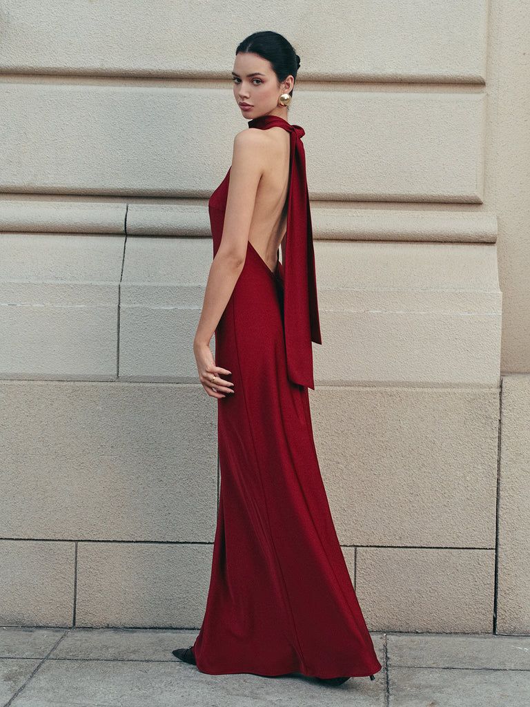 Open Back Satin Halter Dress Open Back Satin Halter Dress