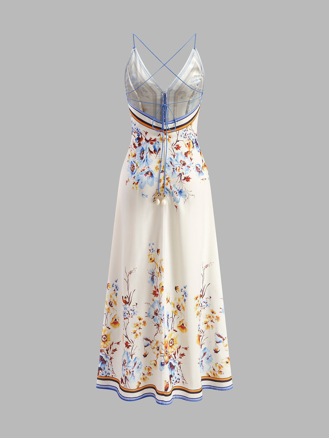 Casual Floral Printed Halter Long Dress | COMMENSE