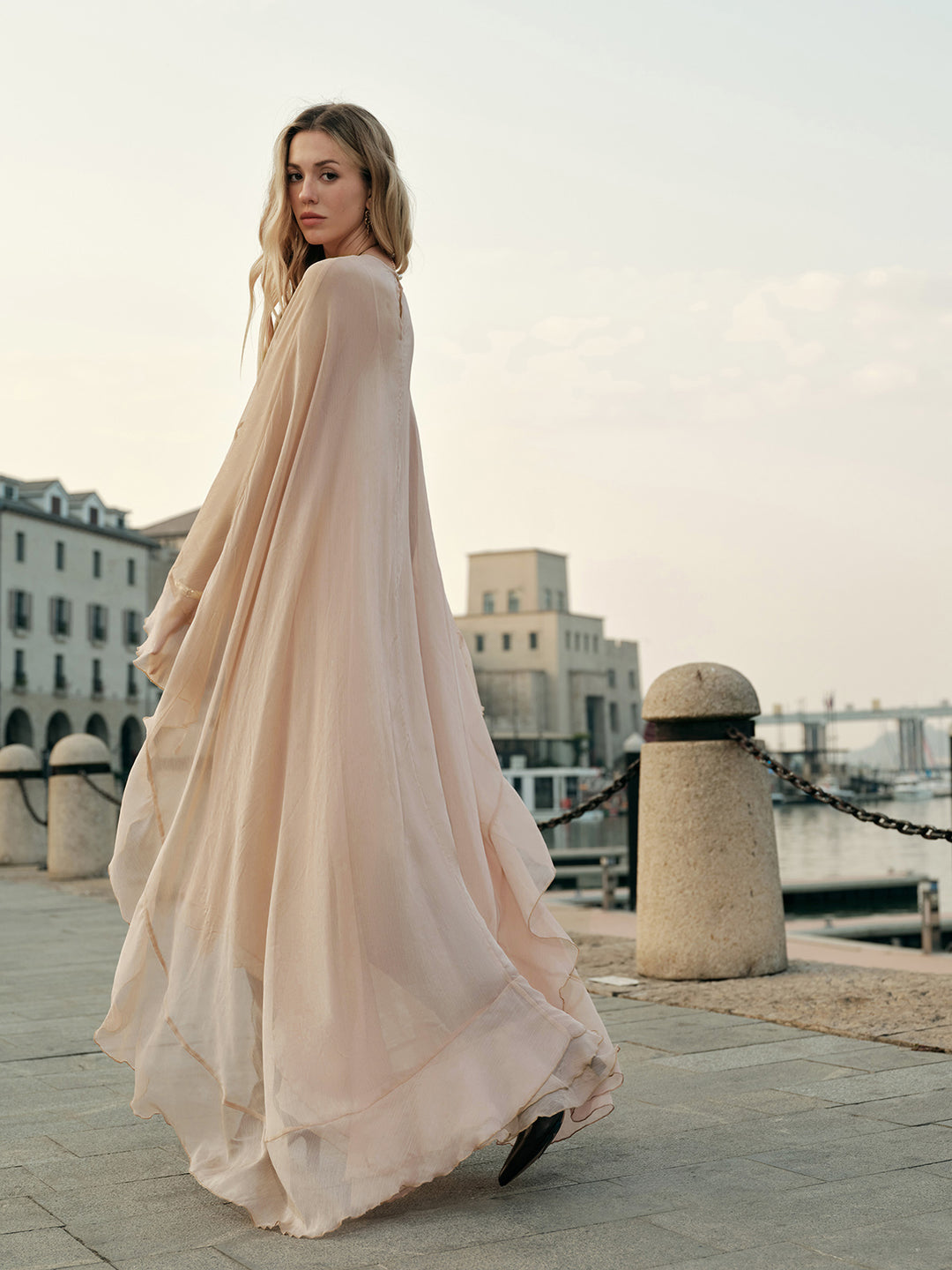 sachin and babi light blue dress ASHLEYlauren E12092 Chiffon Gown with Beaded Bodice