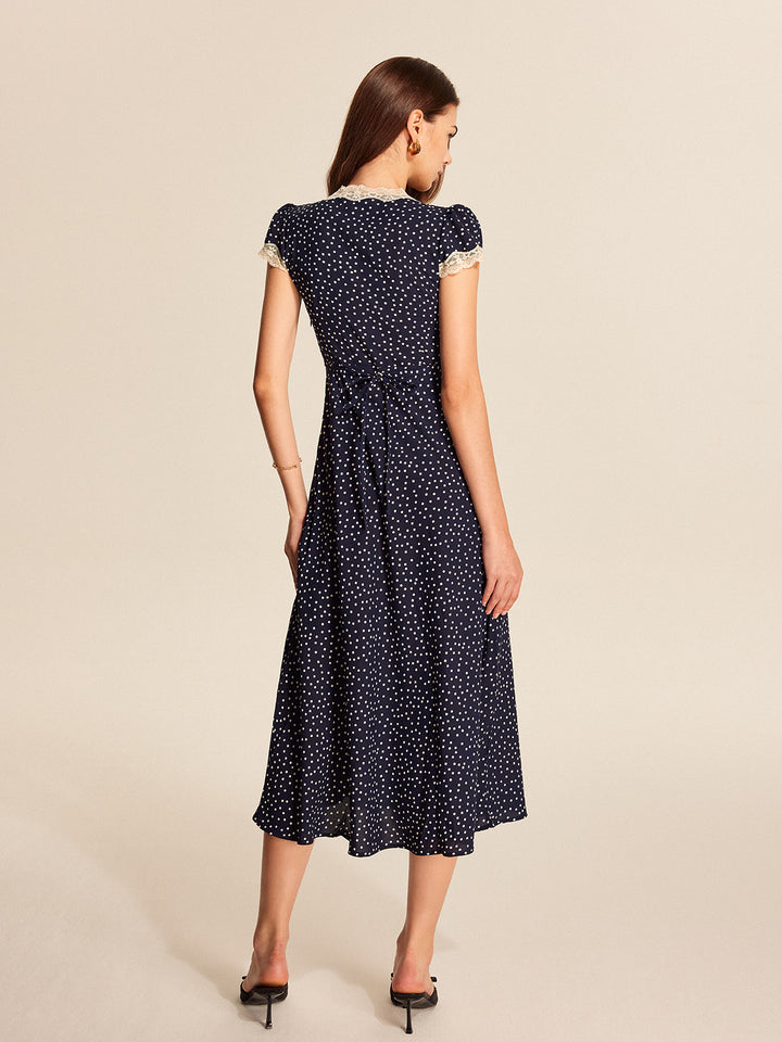 Polka Dot Lace-Trim Dress | COMMENSE