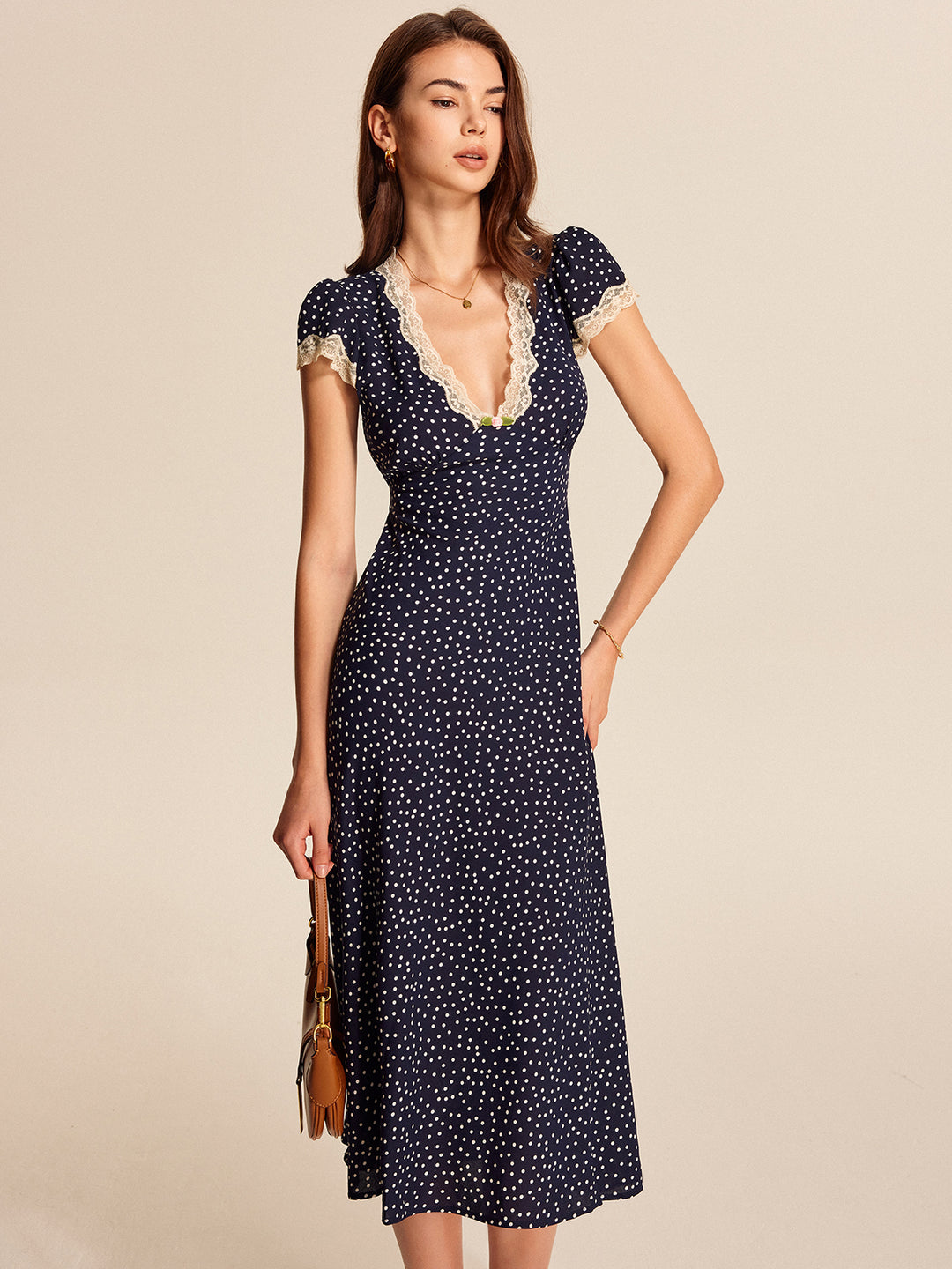 Polka Dot Lace-Trim Dress | COMMENSE