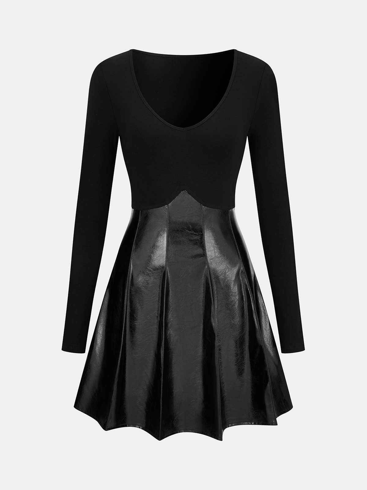 faux leather panel dress Black Faux Leather Side Panel Mini Dress